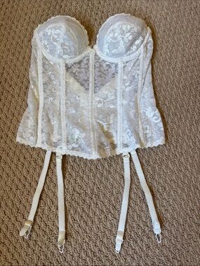 Women's Lace Longline Bustier Corset - white